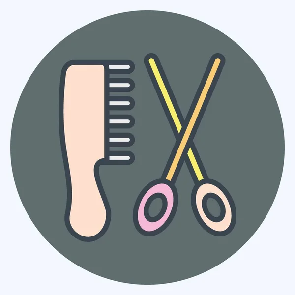 Icon Hair Salon Suitable Barbershop Symbol Color Mate Style Simple — Stockový vektor