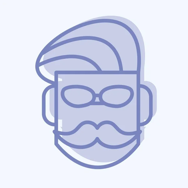 Icon Mustache Suitable Barbershop Symbol Two Tone Style Simple Design — Stockvektor