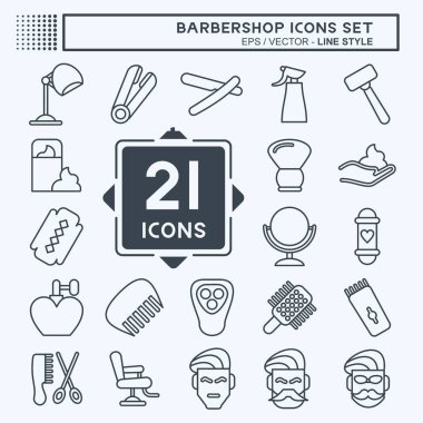 Icon Set Barbershop. suitable for education symbol. line style. simple design editable. design template vector. simple illustration