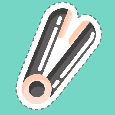 Sticker line cut Styling Iron. suitable for Barbershop symbol. simple design editable. design template vector. simple illustration