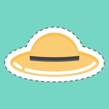 Sticker line cut Hat. suitable for Summer symbol. simple design editable. design template vector. simple illustration