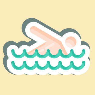 Sticker Swimming. suitable for Summer symbol. simple design editable. design template vector. simple illustration