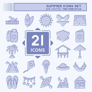 Icon Set Summer. suitable for education symbol. two tone style. simple design editable. design template vector. simple illustration