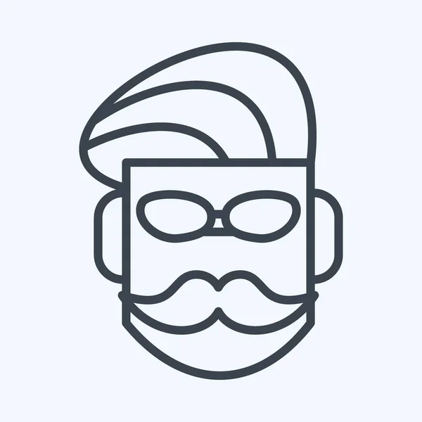 Icon Mustache Suitable Barbershop Symbol Line Style Simple Design Editable — Vector de stock