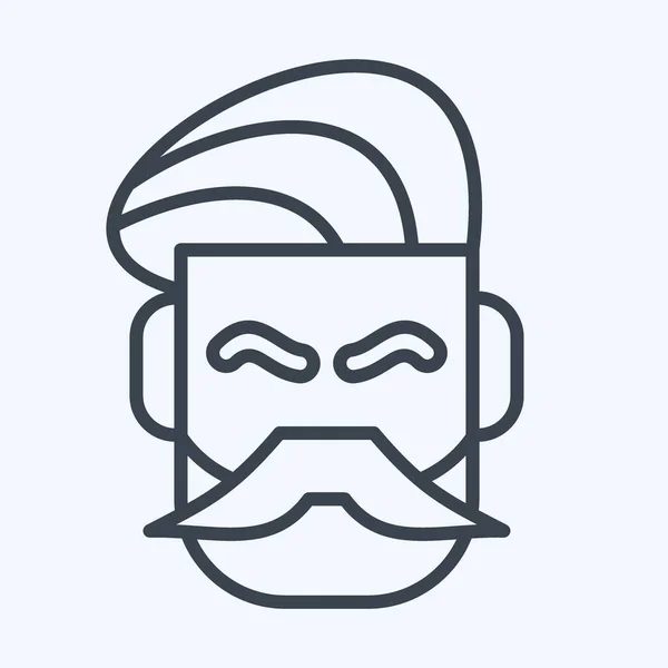 Ікона Вусата Бородата Підходящий Символа Барбермагазин Стиль Рядка Простий Дизайн — стоковий вектор