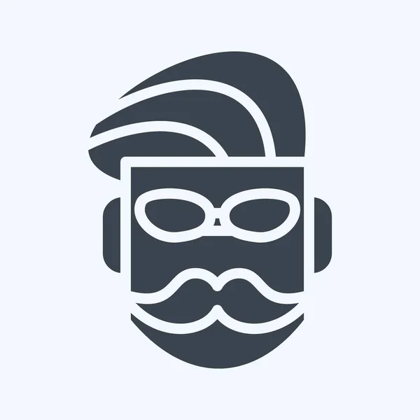 Icon Mustache Suitable Barbershop Symbol Glyph Style Simple Design Editable — Stockvektor