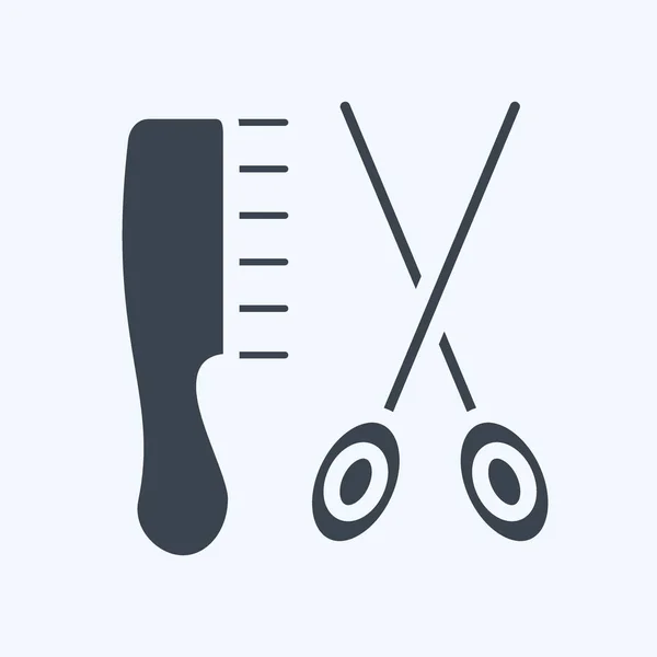 Icon Hair Salon Suitable Barbershop Symbol Glyph Style Simple Design — Vector de stock