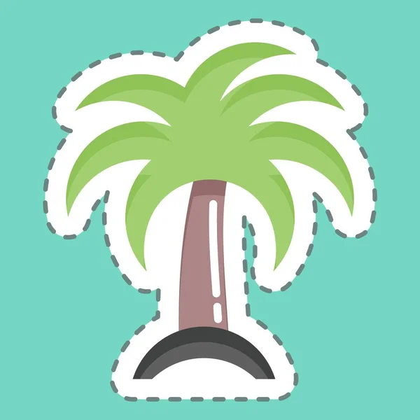 Sticker Line Cut Palm Suitable Summer Symbol Simple Design Editable — Stockvektor