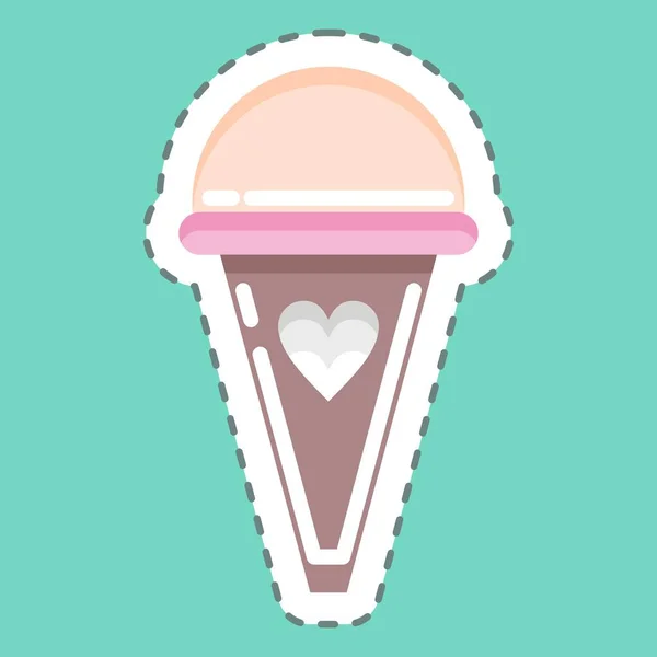 Sticker Line Cut Ice Cream Suitable Summer Symbol Simple Design —  Vetores de Stock