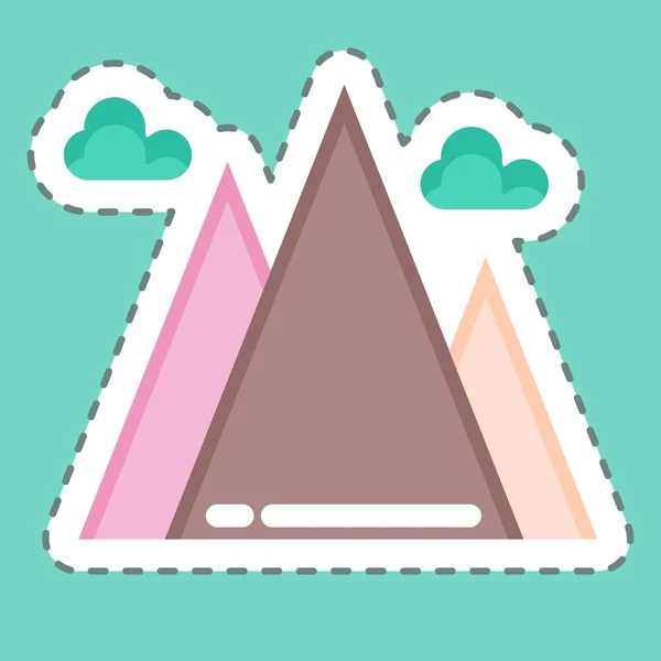 Sticker Line Cut Mountain Suitable Summer Symbol Simple Design Editable — Stockový vektor