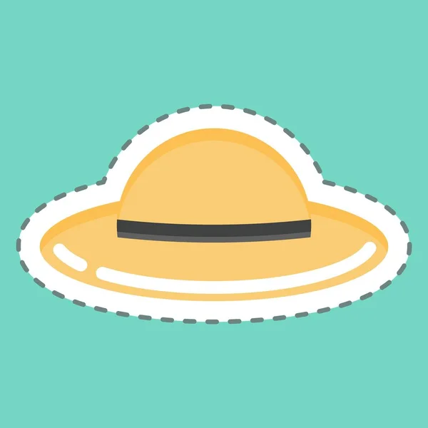 Sticker Line Cut Hat Suitable Summer Symbol Simple Design Editable — 图库矢量图片