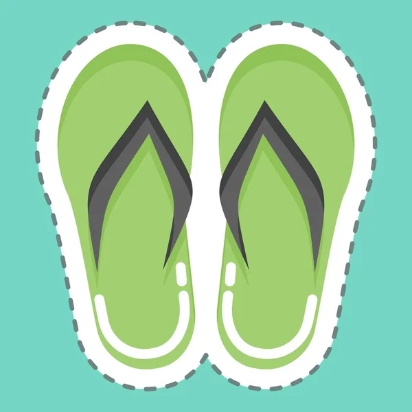 Sticker Line Cut Flip Flops Suitable Summer Symbol Simple Design — Vector de stock