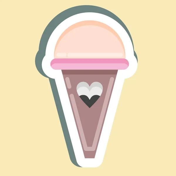 Sticker Ice Cream Suitable Summer Symbol Simple Design Editable Design —  Vetores de Stock
