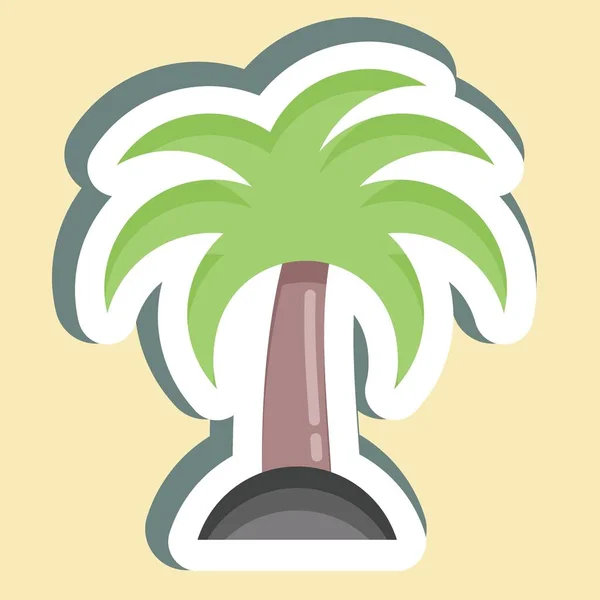 Sticker Palm Suitable Summer Symbol Simple Design Editable Design Template — 스톡 벡터