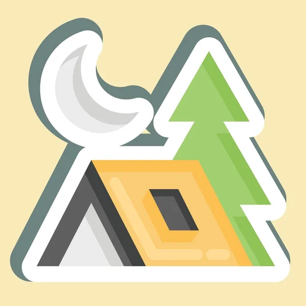 Sticker Camp Suitable Summer Symbol Simple Design Editable Design Template — Wektor stockowy