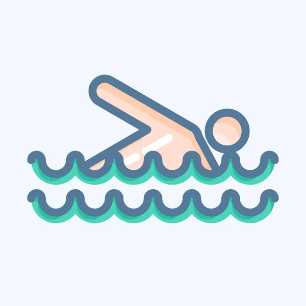 Icon Swimming Suitable Summer Symbol Doodle Style Simple Design Editable —  Vetores de Stock