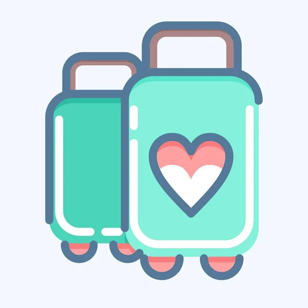 Icon Suitcase Suitable Summer Symbol Doodle Style Simple Design Editable — Vetor de Stock