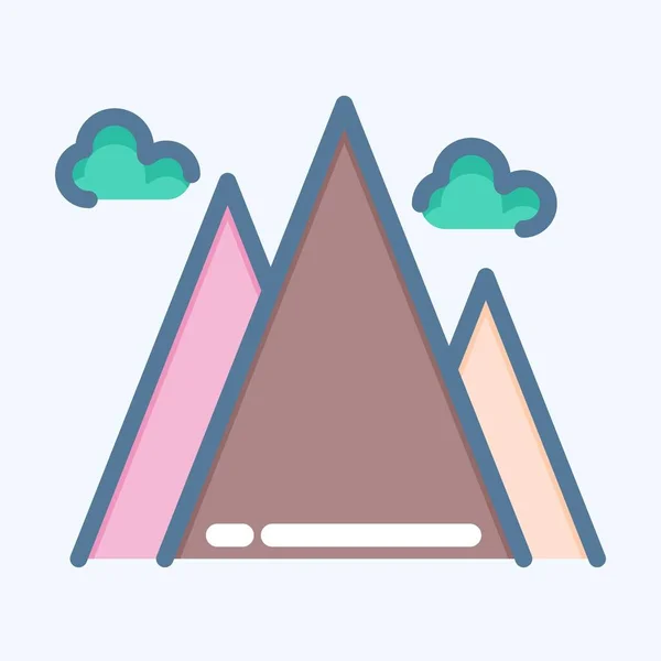 Icon Mountain Suitable Summer Symbol Doodle Style Simple Design Editable — Stockový vektor