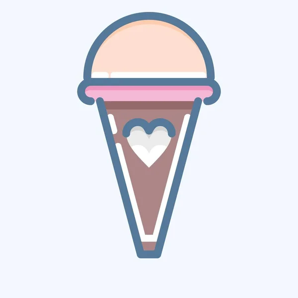 Icon Ice Cream Suitable Summer Symbol Doodle Style Simple Design — Stock Vector
