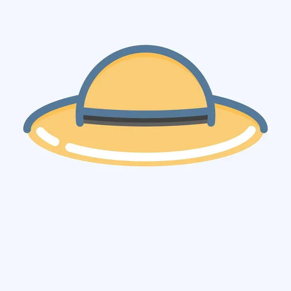 Icon Hat Suitable Summer Symbol Doodle Style Simple Design Editable — 图库矢量图片