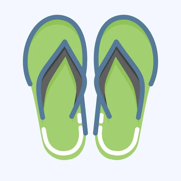 Icon Flip Flops Suitable Summer Symbol Doodle Style Simple Design — Vector de stock