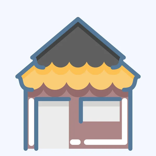 Icon Bungalow Suitable Summer Symbol Doodle Style Simple Design Editable — 스톡 벡터