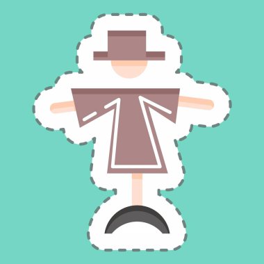 Sticker line cut Scarecrow. suitable for Garden symbol. simple design editable. design template vector. simple illustration