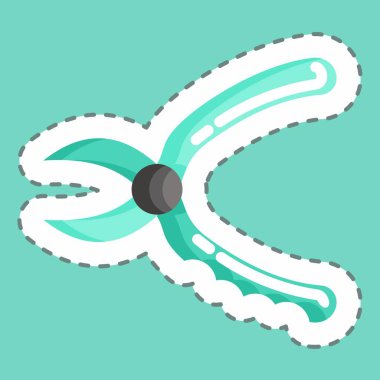 Sticker line cut Pruners. suitable for Garden symbol. simple design editable. design template vector. simple illustration