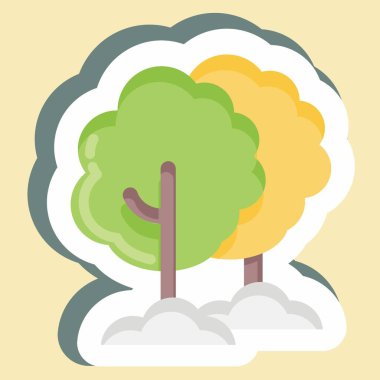 Sticker Tree. suitable for Garden symbol. simple design editable. design template vector. simple illustration