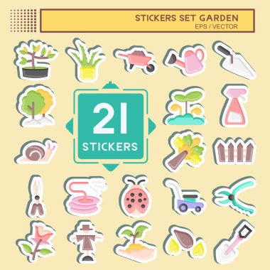 Sticker Set Garden. suitable for Garden symbol. simple design editable. design template vector. simple illustration