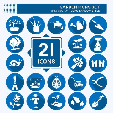 Icon Set Garden. suitable for Garden symbol. long shadow style. simple design editable. design template vector. simple illustration