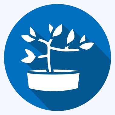 Icon Bonsai. suitable for Garden symbol. long shadow style. simple design editable. design template vector. simple illustration