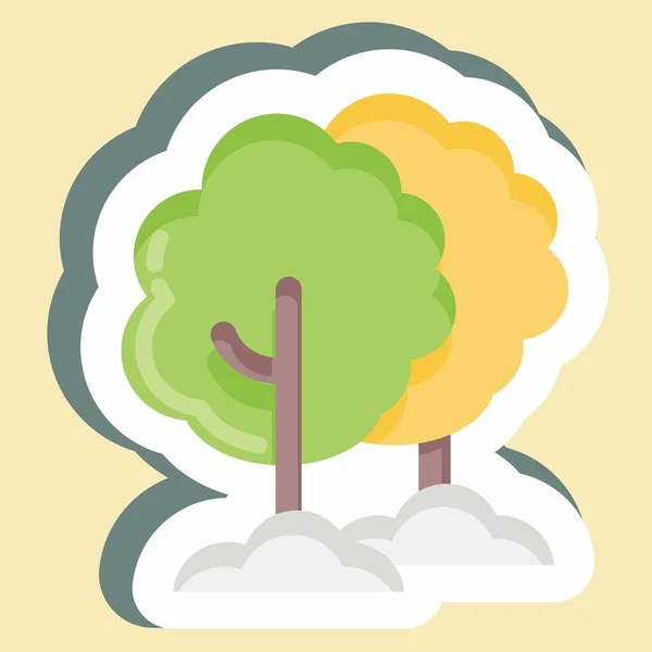Дерево Наклейки Підходить Садового Символу Простий Дизайн Який Можна Редагувати — стоковий вектор