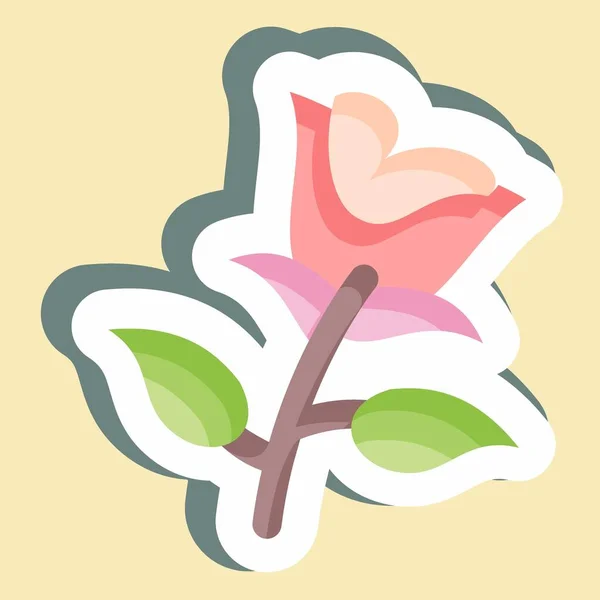 Sticker Rose Suitable Garden Symbol Simple Design Editable Design Template — Vetor de Stock