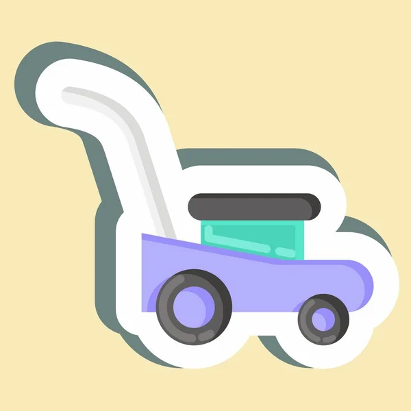 Sticker Mower Suitable Garden Symbol Simple Design Editable Design Template — Archivo Imágenes Vectoriales