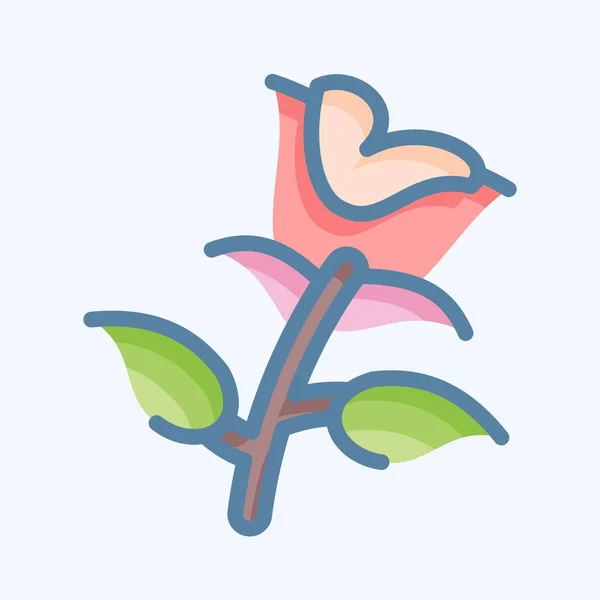 Icon Rose Suitable Garden Symbol Doodle Style Simple Design Editable — Stockvector
