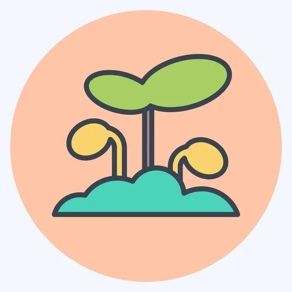Icon Sprout Suitable Garden Symbol Color Mate Style Simple Design — Vector de stock