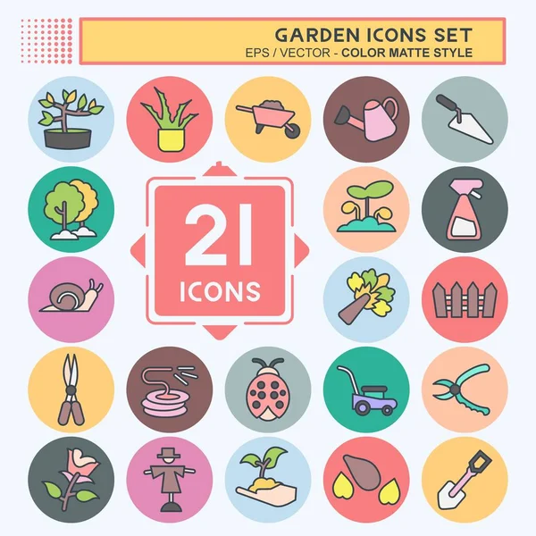 Icon Set Garden. suitable for Garden symbol. color mate style. simple design editable. design template vector. simple illustration