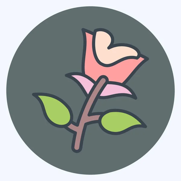 Icon Rose Suitable Garden Symbol Color Mate Style Simple Design — Stockvector