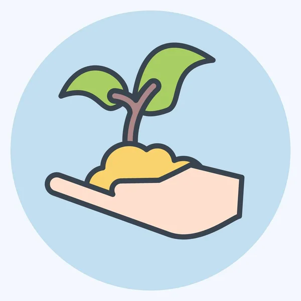 Icon Seed Plant Suitable Garden Symbol Color Mate Style Simple — Vector de stock