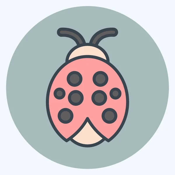 Icon Ladybug Suitable Garden Symbol Color Mate Style Simple Design — Vetor de Stock