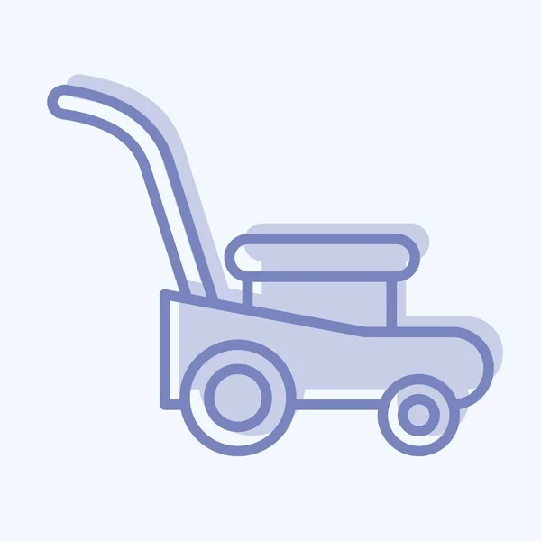 Icon Mower Suitable Garden Symbol Two Tone Style Simple Design — Stockvektor