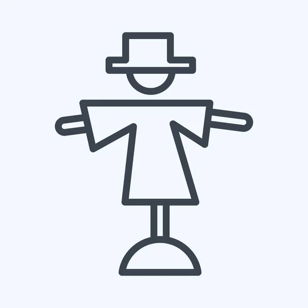 Icon Scarecrow Suitable Garden Symbol Line Style Simple Design Editable — Stok Vektör