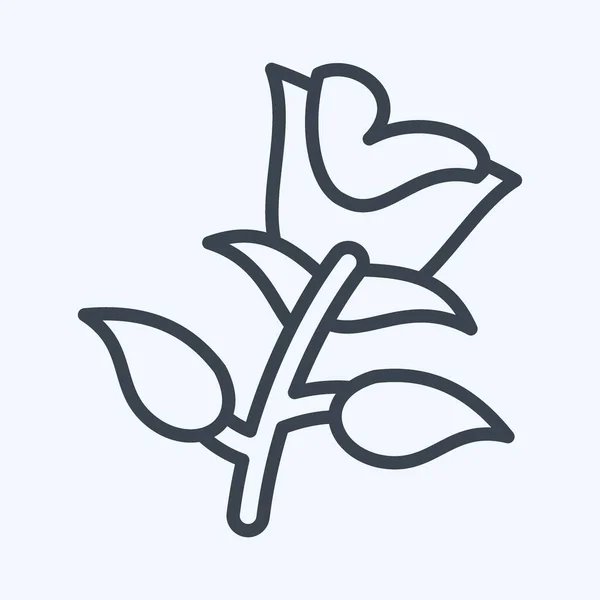Icon Rose Suitable Garden Symbol Line Style Simple Design Editable — Image vectorielle
