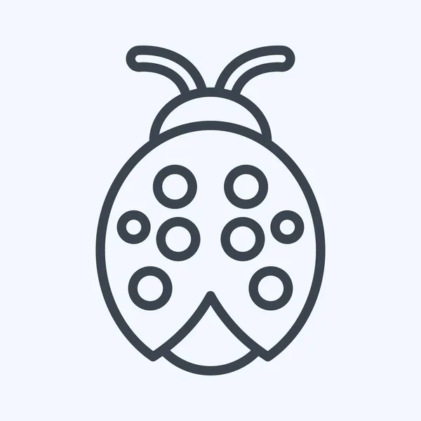 Icon Ladybug Suitable Garden Symbol Line Style Simple Design Editable — Vetor de Stock