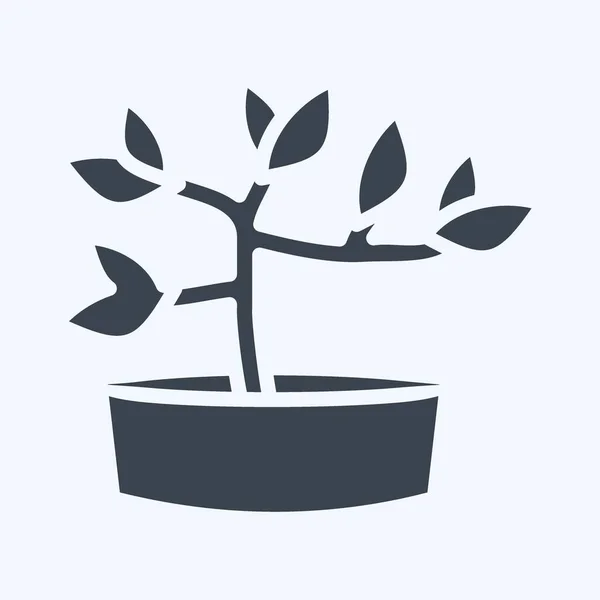 Icon Bonsai Suitable Garden Symbol Glyph Style Simple Design Editable —  Vetores de Stock