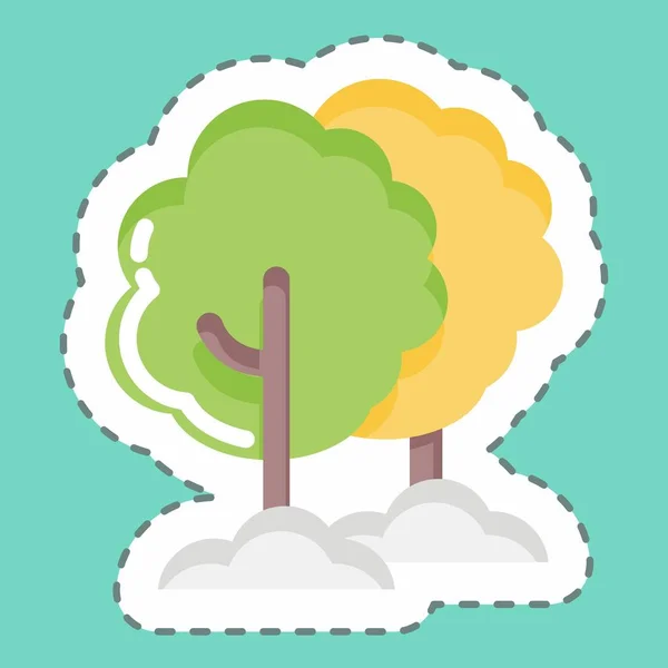 Sticker Line Cut Tree Suitable Garden Symbol Simple Design Editable — Vetor de Stock