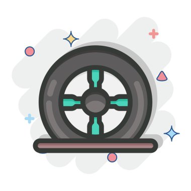 Icon Tire Flat. suitable for Automotive symbol. comic Style. simple design editable. design template vector. simple illustration