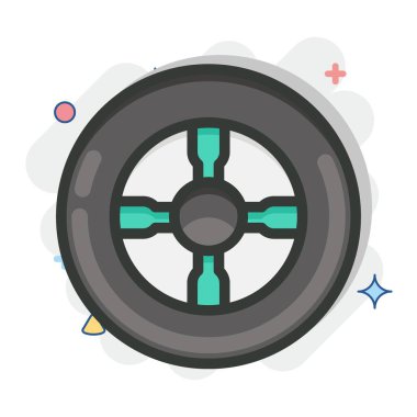 Icon Tire. suitable for Automotive symbol. comic Style. simple design editable. design template vector. simple illustration