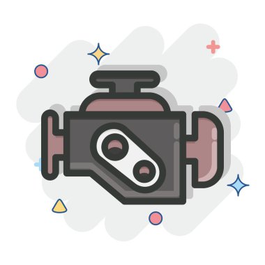 Icon Engine Warning. suitable for Automotive symbol. comic Style. simple design editable. design template vector. simple illustration